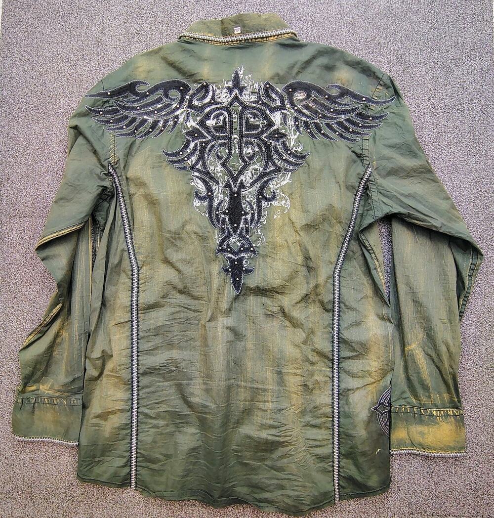 Roar Signature Long Sleeve Men's XL Acid Green Color Embroidered Y2K RareFind